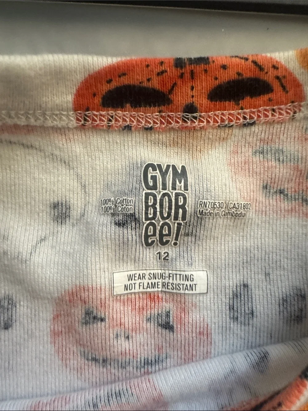 Gymboree Kids Halloween Pumpkin Print Pajama Set - Orange/Black/Gray. Size 12
